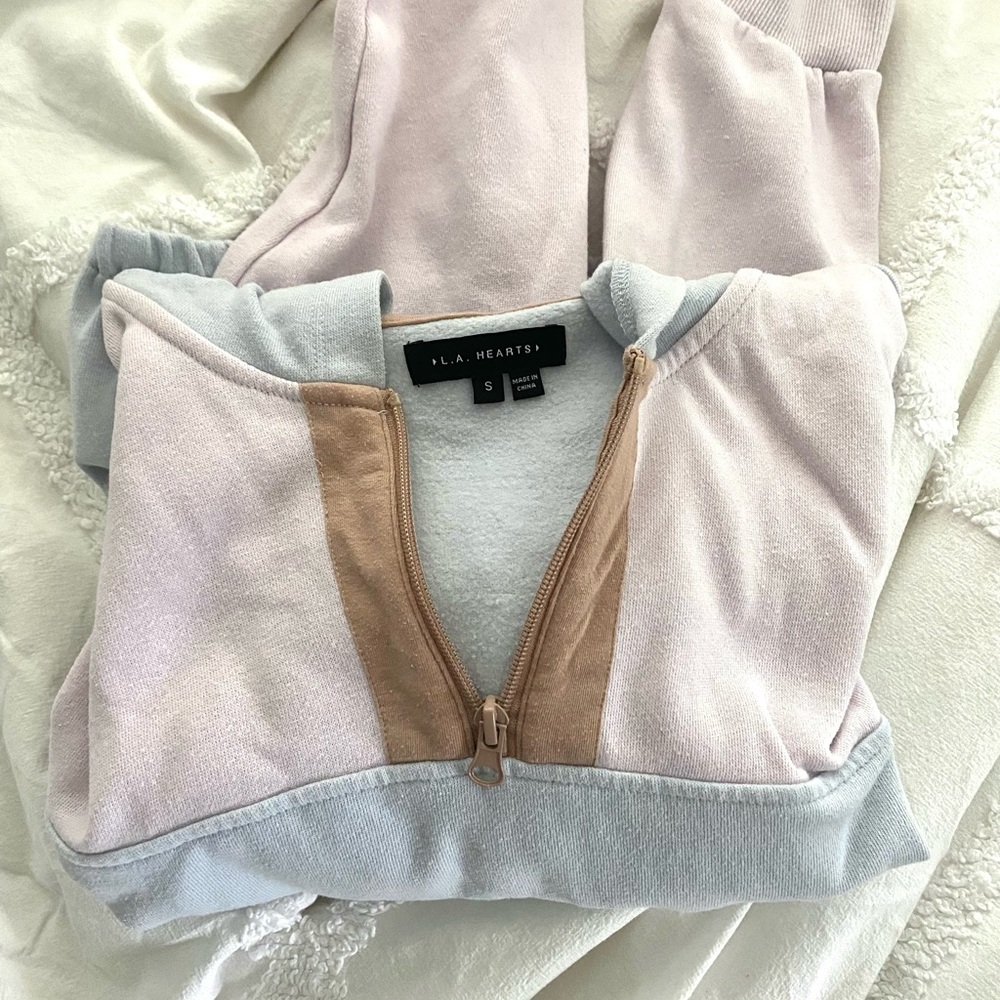 L.A. Hearts Cropped 3/4 Zip Hoodie